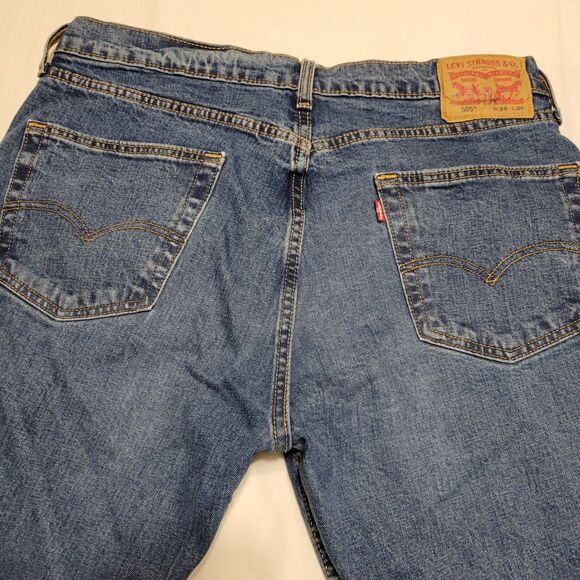 Levi's 501 Men's Straight Leg Jeans 34x34 Medium Wash Denim Distressed Cotton - Picture 4 of 11